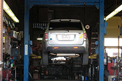 A vehicle lift at Dick's Auto Service, Inc. 
